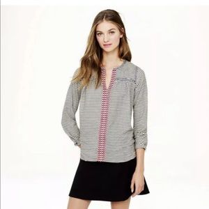 J. Crew Embroidered Peasant Top in Stripe
